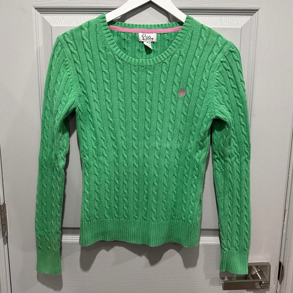 Vintage Lily Pulitzer 100% Cotton Cable Knit Sweater M